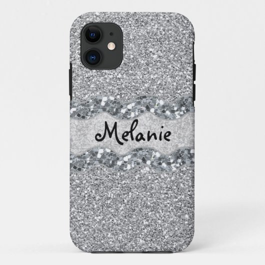 Silbernes Glitzer Bric Brac Monogramm Case-Mate iPhone Hülle (Rückseite)
