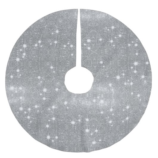 Silbernes Glitzer-Schein-Metallmetallischer Blick Polyester Weihnachtsbaumdecke (Vorderseite)