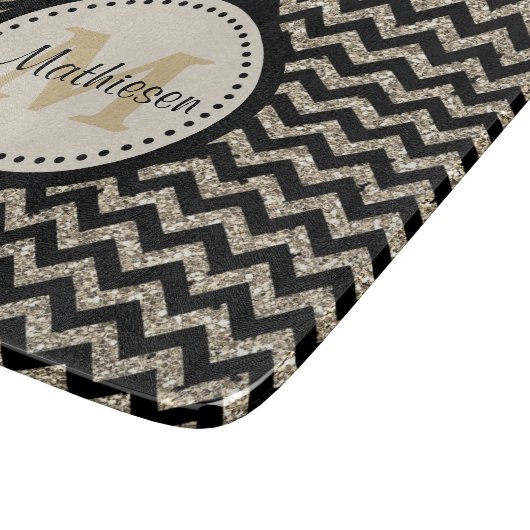 Silbernes GoldZickzack Imitat-Glitzer Schneidebrett (Ecke)