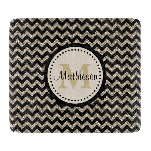 Silbernes GoldZickzack Imitat-Glitzer Schneidebrett (Vorderseite)