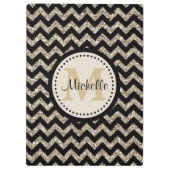 Silbernes GoldZickzack Monogramm Klemmbrett (Rückseite)