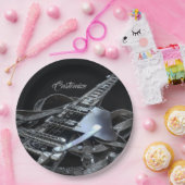 Silbernes Grau-E-Gitarre Pappteller (Party)