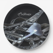 Silbernes Grau-E-Gitarre Pappteller (Vorderseite)