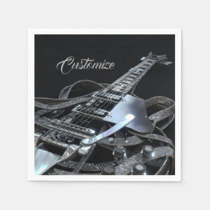 Silbernes Grau-E-Gitarren-Papierservietten Serviette