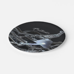 Silbernes Grau-elektrische Gitarren-Papier-Teller Pappteller