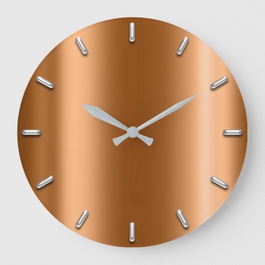 Silbernes Grau-Minimalismus-Honig-Korallen-Gold Große Wanduhr (Vorderseite)