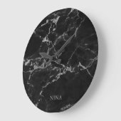 Silbernes Grau-und Schwarz-Marmorstein Große Wanduhr (Winkel)