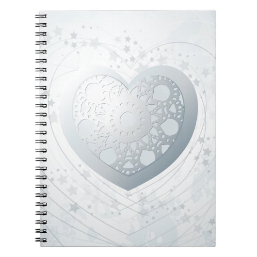 Silbernes Herz, Notizbuch Notizblock (Vorderseite)
