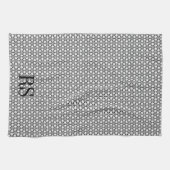 Silbernes Hexagon-Muster: Monogramm-Küchen-Dekor Geschirrtuch (Horizontal)