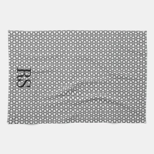 Silbernes Hexagon-Muster: Monogramm-Küchen-Dekor Geschirrtuch (Horizontal)