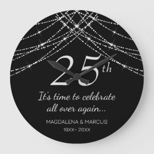 Silbernes Hochzeitsjubiläum Große Wanduhr