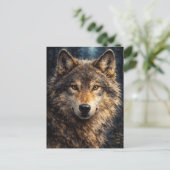 Silbernes Holz | Wolf Wildlife Art | Postkarte (Stehend Vorderseite)