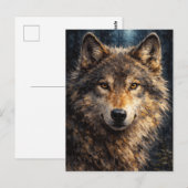 Silbernes Holz | Wolf Wildlife Art | Postkarte (Vorne/Hinten)