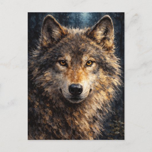 Silbernes Holz | Wolf Wildlife Art | Postkarte (Vorderseite)
