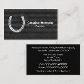 Silbernes Hufeisen auf schwarzem Denim Visitenkarte (Vorne/Hinten)