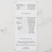 Silbernes Hufeisen auf weißem Hochzeitsprogramm Programm (Rückseite)