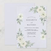 Silbernes Immergrün-Laub-Eukalyptus-Hochzeit Einladung (Vorne/Hinten)