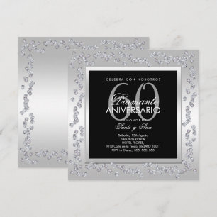 Silbernes Jubiläum 60. mit eleganten Diamanten Einladung
