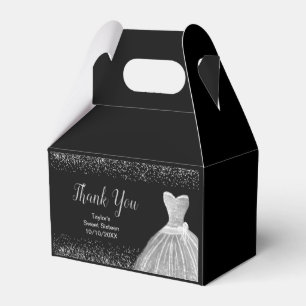 Silbernes Kleid Faux Glitter Sweet 16  Geschenkschachtel