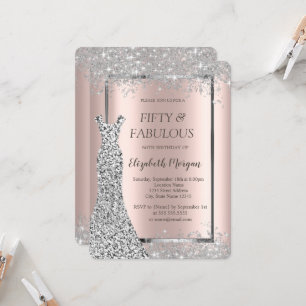 Silbernes Kleid Glitter Konfetti Roségold 50.  Einladung