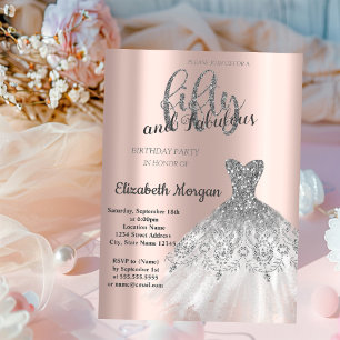 Silbernes Kleid, Roségoldene 50. Geburtstagsfeier Einladung