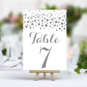 Silbernes Konfetti Elegante Hochzeit Tischnummer