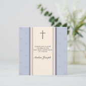 Silbernes Kreuz-erste heilige Kommunions-Einladung Einladung (Stehend Vorderseite)