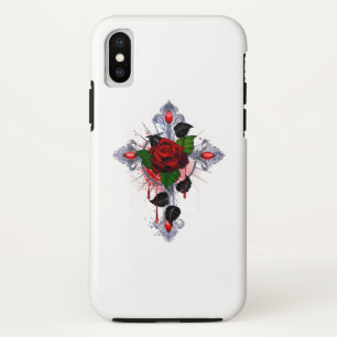 Silbernes Kreuz mit einer roten Rose Case-Mate iPhone Hülle