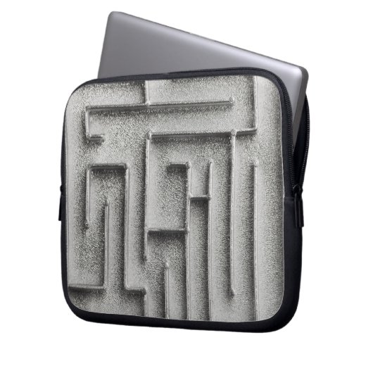 Silbernes Labyrinth Laptopschutzhülle (Vorderseite Links)