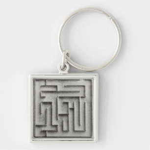 Silbernes Labyrinth Schlüsselanhänger