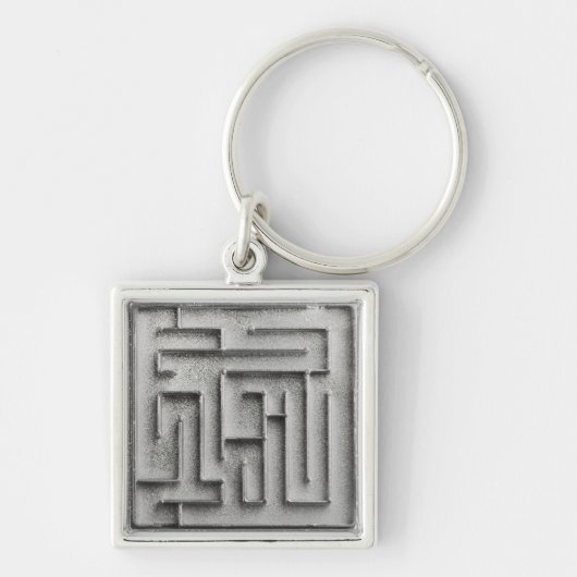 Silbernes Labyrinth Schlüsselanhänger (Vorne)