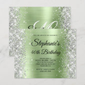 Silbernes Licht-Mint-Glamour-Monogramm 40. Geburts (Vorne/Hinten)