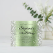 Silbernes Licht-Mint-Glamour-Monogramm 40. Geburts (Stehend Vorderseite)