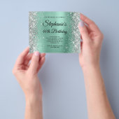 Silbernes Licht Teal Glam Monogramm 40. Geburtstag Flyer (Gruppe)