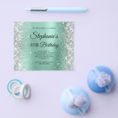 Silbernes Licht Teal Glam Monogramm 40. Geburtstag Flyer (Einzeln)