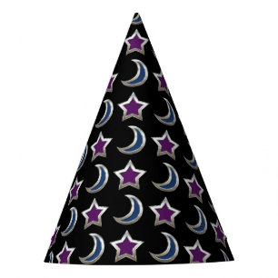 Silbernes lila blaue Stern-und Partyhütchen