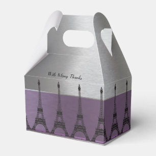 Silbernes lila metallisches Paris Eiffel Geschenkschachtel