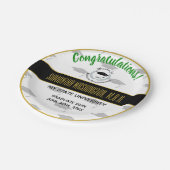 Silbernes Lorbeer-Hauptgrad MBA-Abschluss-Party Pappteller (Schrägansicht)