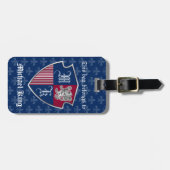 Silbernes Löwe-Wappen Monogramm-Emblem-Schild Gepäckanhänger (Vorderseite horizontal)