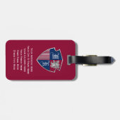 Silbernes Löwe-Wappen Monogramm-Emblem-Schild Gepäckanhänger (Rückseite horizontal)