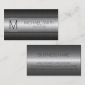 Silbernes LuxusEdelstahl-Metallmonogramm Visitenkarte (Vorne/Hinten)