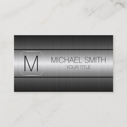 Silbernes LuxusEdelstahl-Metallmonogramm Visitenkarte (Vorderseite)