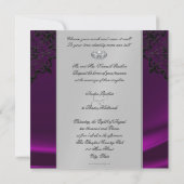 Silbernes Maskerade-Rosa Jeweled Wedding Einladung (Rückseite)