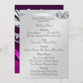 Silbernes Maskerade-Rosa-Juwel-Hochzeits-Menü Menükarte (Vorne/Hinten)