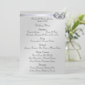 Silbernes Maskerade-Rosa-Juwel-Hochzeits-Menü Menükarte (Stehend Vorderseite)