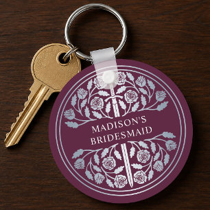 Silbernes Mauve-Schwert Brautjungfer Königliches H Schlüsselanhänger