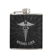 Silbernes medizinisches Symbol-personalisierte Flachmann (Vorderseite)