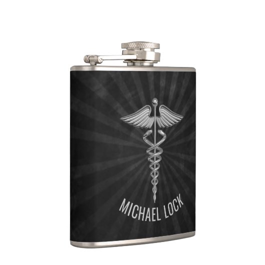 Silbernes medizinisches Symbol-personalisierte Flachmann (Rechts)