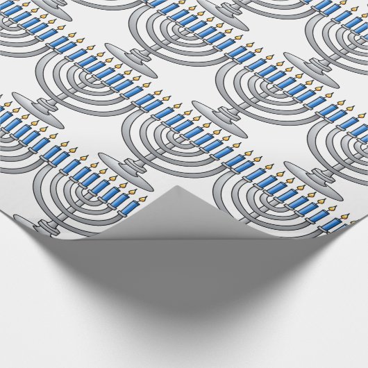 Silbernes Menorah Chanukka Packpapier (Ecke)