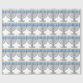 Silbernes Menorah Chanukka Packpapier (Flach)
